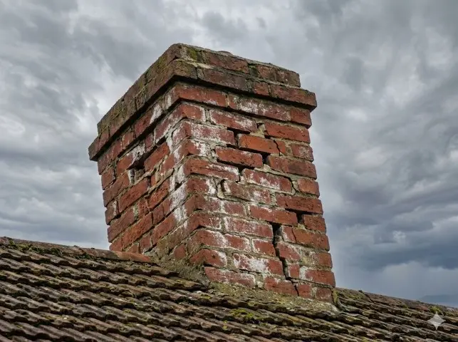 Crumbling chimney brickwork