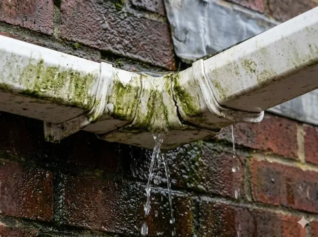 Sagging, blocked Victorian guttering